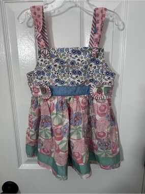 Matilda Jane Girls Size 6 Patchwork Knot Strap Dress Floral Boho Cottagecore